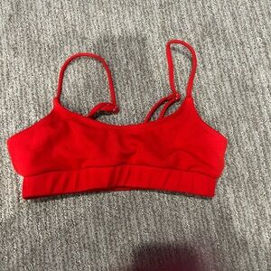 Scarlet Ribbed Bikini Top